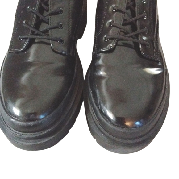 Steve Madden Malene Chunky Black Patent Leather Lug Sole Oxford Size 10M - Picture 3 of 13